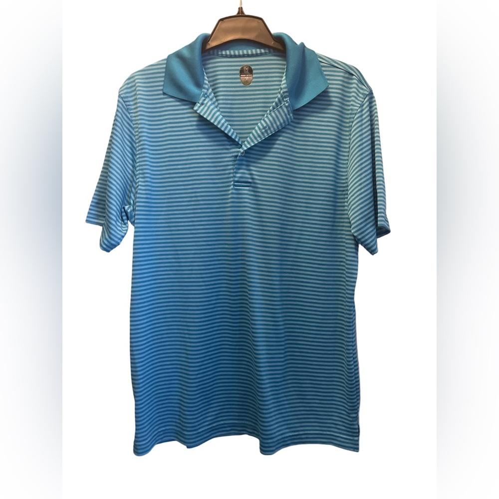 PGA Tour Pro Series Blue Striped Polo Shirt